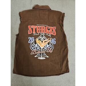 Bikers Club Vest SHIRT Mens XL Brown Sturgis Hills Rally Motorcycle 2006 Frayed